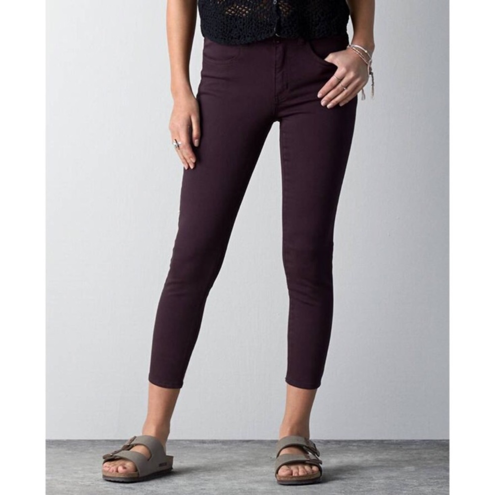 American Eagle | Hi Rise Jeggings Crop Maroon- 6